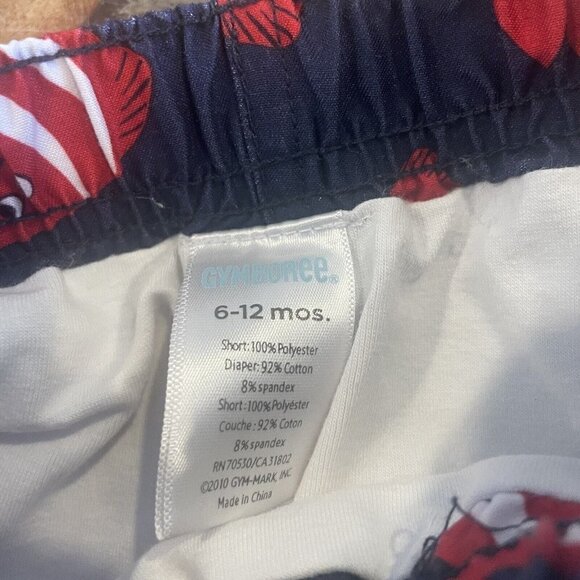 Gymboree Boys Size 6-12 months swim trunks Fish Swimsuit blue red bathing suit - Picture 3 of 5